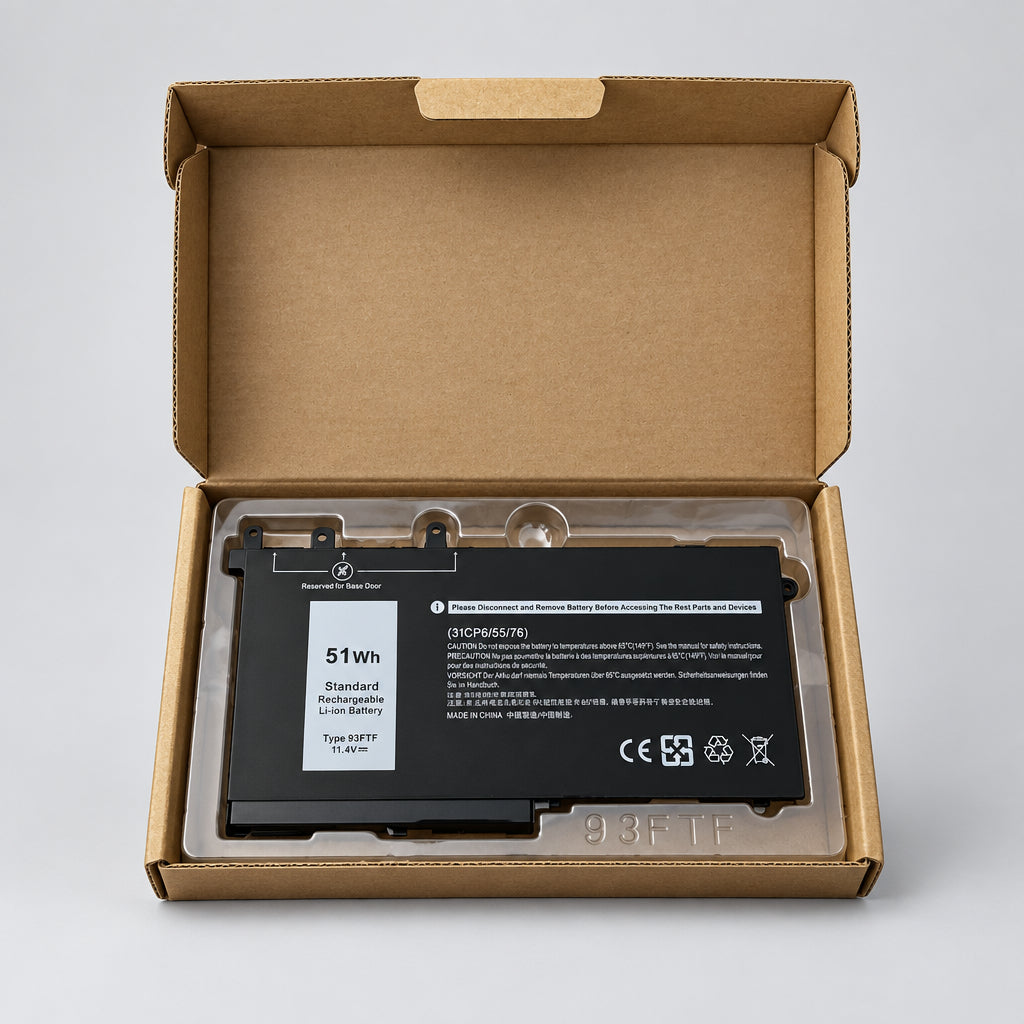93FTF Battery for Dell Latitude 5280 5480 5580 5490 5590 51Wh 11.4V