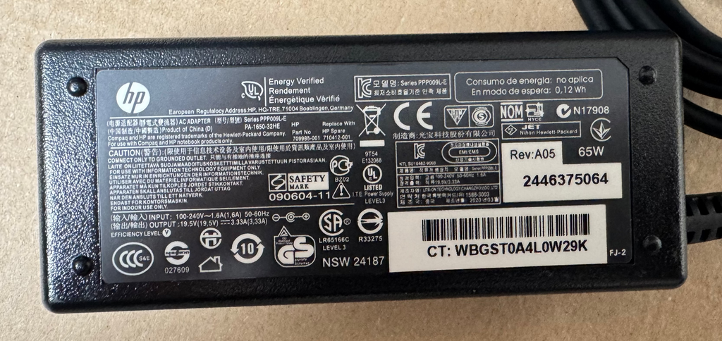 Genuine Original HP 19.5V 65W Charger PSU Adapter Blue Small Tip 4.5mm NEW
