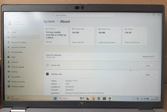 Dell Latitude 5420 Laptop, 14" Core i5 11th Gen, 16GB RAM, 256GB SSD, Windows 11