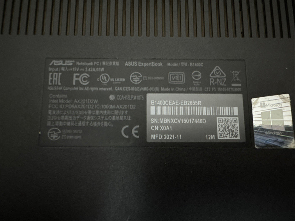 Genuine Black Asus Expertbook B1400C Base Chassis Bottom Case - Refurb.