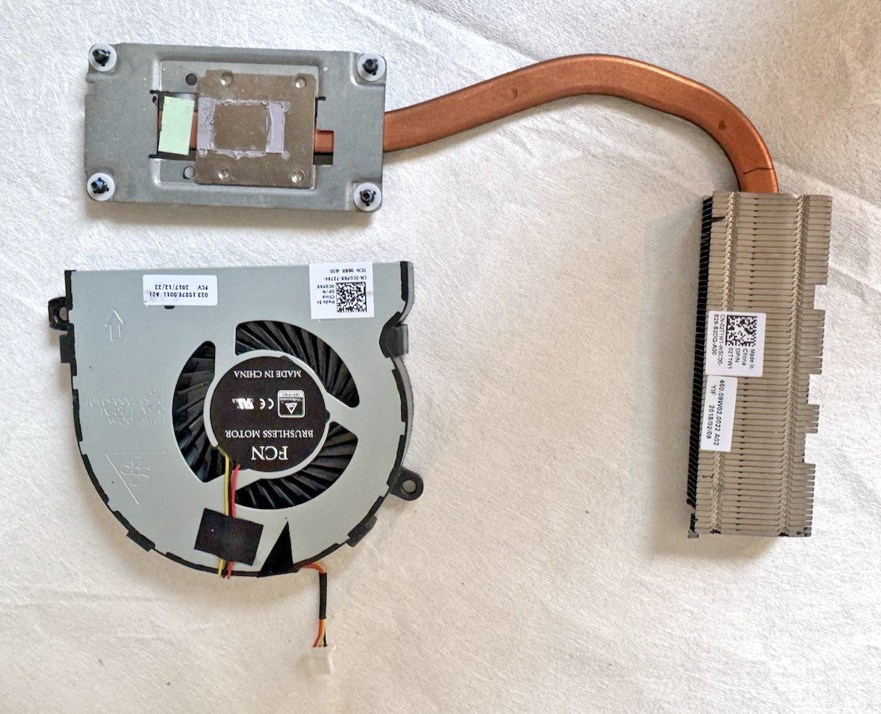 Dell Vostro 15 3568 Series CPU Cooling Fan & Heatsink 0CGF6X 02T1W1 - Refurb.