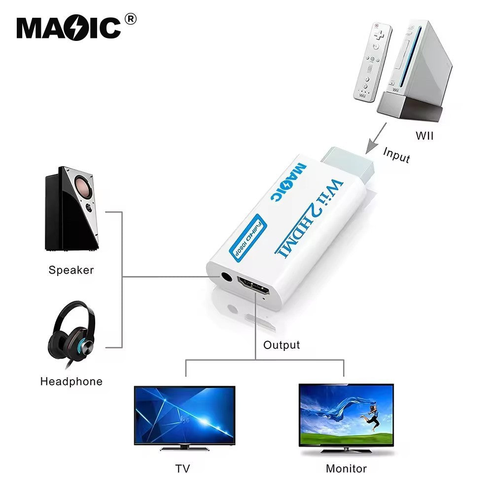 Wii TO HDMI Adapter Converter with 3.5mm Audio Video 1080P HD Output