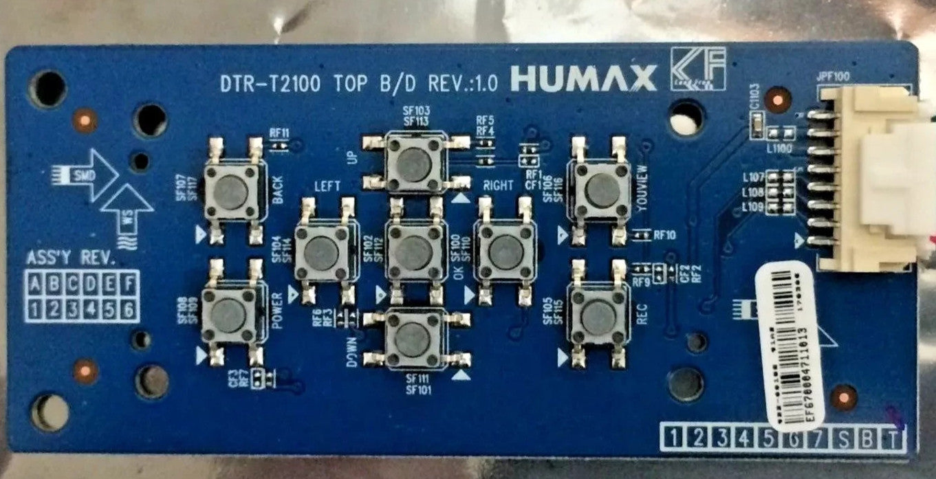 Humax DTR-T2100 TOP BOARD REV 1.0 BUTTON ASSEMBLEY - Refurb.