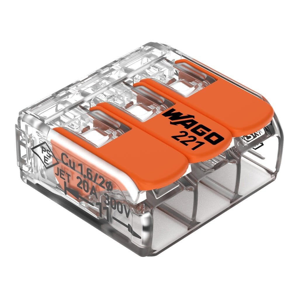 Wago 221/222 Series Connectors Wire Block Clamp Terminals 20A 300V 5x PACK